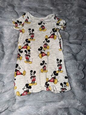 Disney Gray Mickey Mouse Print One-Piece Bodysuit with Red & Yellow